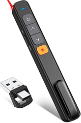 Puntero Laser Presentaciones, 2.4GHZ Laser Potente Presentador de Diapositivas, USB A tipo C 2 en 1 con Lápiz de Control Remoto Inalámbrico de Luz Roj en oferta