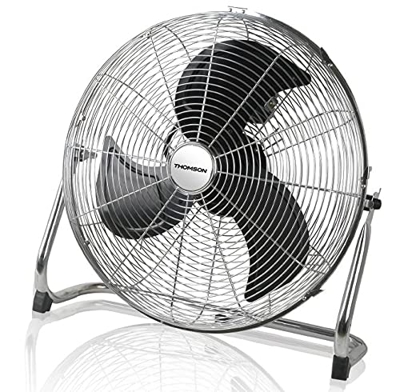 Thomson THVEL245PS Ventilador industrial de suelo, cabezal inclinable, 3 velocidades, aspas metalicas de 45cm, 100W, cromado