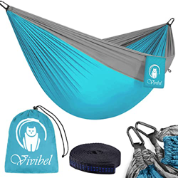 Vivibel Hamaca de Viaje,Hamaca de Camping,300 KG de Capacidad de Carga,(275 x 140 cm) Material de paracaídas de Nylon Transpirable y de Secado rápido, en oferta