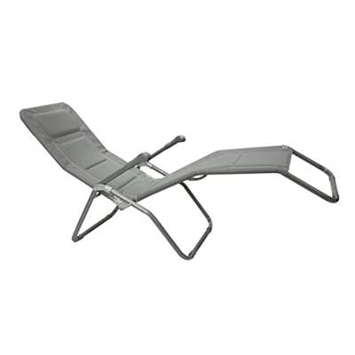 Meerweh Mar WEH Aluminio Tumbona de jardín Asiento Extra Alto Altura Aprox. 43 cm Baños Sol Tumbona, Gris, 153 x 72 x 126 cm