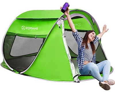 ZOMAKE Plegable Tienda de Playa para 3-4 Personas, Portatil Pop Up Tienda de Playa para Bebé Protección Solar Anti UV 50+(Verde)