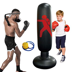 Saco de Boxeo Inflable para niños ,Sacos de Suelo para boxeo161 cm, Columna de Boxeo, Hinchable, para Practicar Karate, Taekwondo, descompresión, con  características