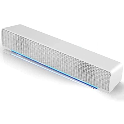 Etlephe Barra de Sonido para PC/Ordenador Portátil, Alimentación USB, 3,5 mm Jack, Altavoces PC para Computadora, Móvil, Tablet, TV,Blanco