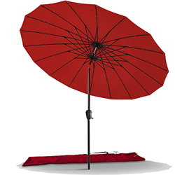VOUNOT 270 cm Shanghai Sombrilla Jardín, Parasol Terraza Inclinable con Manivela, Protección UV para Patio, Jardín, Piscina, Exterior, Rojo en oferta