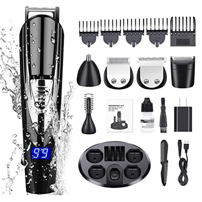 Máquina Recortadora de Barba,CHLANT Maquina Cortar Pelo 10 en 1 Maquina Afeitar Cuerpo Hombre Recortadora Barba,Set de Multifunción Cortapelos USB Rec
