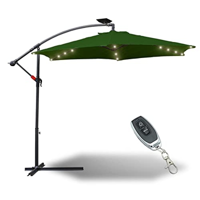 Sonnewelt Sombrillas terraza grandes 350cm de diámetro con LED solar, sombrilla con manivela, Parasol jardin de aluminio, protección UV, con soporte, 