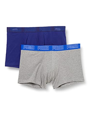 PUMA Basic Pack de 2 Calzoncillos, Multicolor (Blue/Grey Melange), XL Hombre