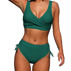 Nuevo 2022 Mujer Bikini Conjunto de Bikinis dos piezas color sólido Ropa de Playa Sexy Push up Cordón Cintura alta Bikini Basic Tankinis Beachwear Bañ precio