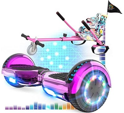 RCB Hoverboard 6.5" Overboard y Hoverkart con Bluetooth Hover Board con Luces Led Asiento Sólido, Regalo para Niños