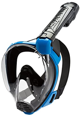 Cressi Baron Full Face Mask Máscara Integral Snorkel de Visión Grande con Tubo Respirador, Unisex-Adult, Negro/Azul, M/L