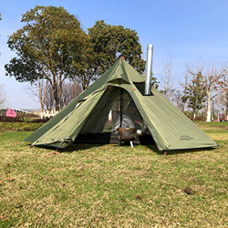 Carpas para Acampar, Carpa Caliente Tipi Liviana de Fácil Instalación Refugio Caliente para Mochileros al Aire Libre Camping y Senderismo (Tienda Verd características