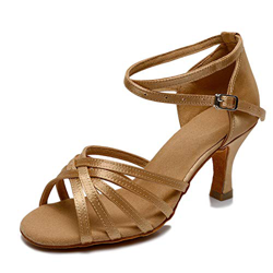 VASHCAME-Zapatos de Baile Latino de Tacón Alto/Medio para Mujer Marrón 38 (Tacón-7cm) características