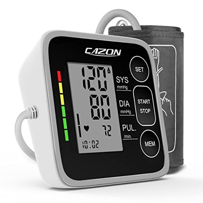 CAZON Monitor de presión arterial para uso doméstico Máquina de presión arterial Brazo superior Detector electrónico de frecuencia cardíaca con mangui