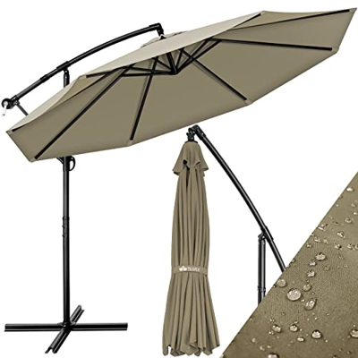 tillvex 300 cm Sombrilla Excentrico | Parasol para Terraza Jardín Balcón Patio | con Manivela y Base en Cruz, giratorio 360º, Protección UV