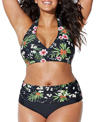 Yutdeng Bikini Mujer Conjunto de Biquini Brasileño Bohemi Traje de Baño de Dos Piezas Parte Superior del Bikini Cintura Alta Fondos Talla Grande Estam en oferta