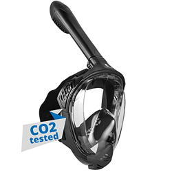 Khroom Máscara de esnórquel Segura para CO2 Probada Modelo 2021 | Máscara de Buceo para Adultos y niños | Mascara Completa para Snorkel (L/XL, Negro M en oferta