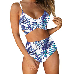 Bikini de Mujer Traje de Baño 2 Piezas, Traje de Baño Cintura Alta, Conjunto de Bikini Push-up con Estampados o Lisos, Ropa de Baño Mujer para La Play en oferta
