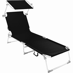 Tectake Cama Hamaca Tumbona Aluminio Plegable Con Parasol Playa Jardín Exterior en oferta