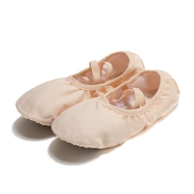 Zapatillas de Ballet para niñas Lona con Suela Partida Zapatillas de Baile de Gimnasia Suaves y Planas para niños