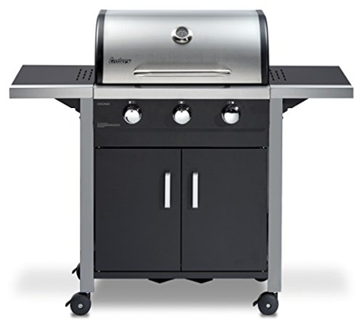 Enders Chicago 3 - Barbacoa de gas con 3 fuegos - Parrilla con tapa de acero inoxidable de doble pared con termómetro BBQ - Parrilla portátil con rued