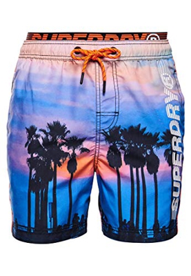 Superdry State Volley Swim Short Pantalones Cortos, Multicolor (Skate Palm 0vp), XS para Hombre