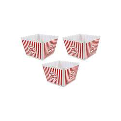 St@llion 3 piezas grande retro diseño de cine a rayas para palomitas de maíz, para fiesta de noche, dulce y tradicional cuenco para palomitas en oferta