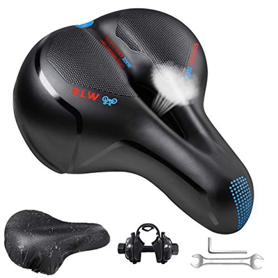 Sillín de bicicleta DUTISON de gel, sillín de bicicleta extra ancho y cómodo para hombres y mujeres, sillín de gel ergonómico con revestimiento protec