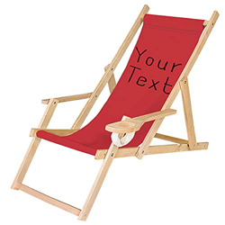 Ferocity Tumbona Plegable de Madera con Reposabrazos y Soporte para Bebidas Silla de Playa Personalizable Diseño Tu Texto Rojo [119] precio