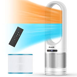 Ventilador de Torre, Ventilador Silencioso sin Aspas y Calefactor 2 en 1, Filtrado HEPA, Oscilación de 80°, 8 velocidades, Temporizador 8H, Ventilador precio