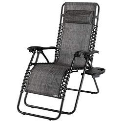 CASARIA Tumbona Plegable y Reclinable Antracita Silla de Jardín Cojín Apoyabrazos Mesita Lateral Camping características