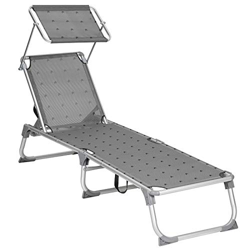 SONGMICS Tumbona, Tumbona Reclinable, con Respaldo y Parasol Reclinables, Plegable, Ligera, 55 x 193 x 31 cm, Carga 150 kg, para el Jardín, Patrón de  características