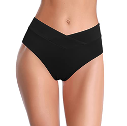 SHEKINI Traje de Baño para Mujer Abdominal Cintura Alta de Bikini Pantalones de Natación Fruncidos Color Sólido Bañadores Retro Ropa de Playa Bikini B características