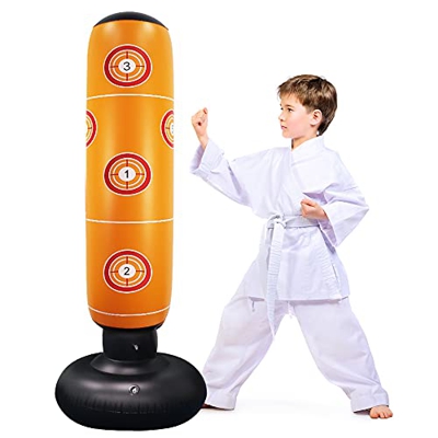 Camebue Saco de boxeo para niños de 160 cm, hinchable, para niños a partir de 6 años, karate, taekwondo, artes marciales mixtas, adultos, fitness, des