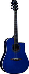 EKO Guitars NXT D100CE SEE THROUGH BLUE, Guitarra acústica superior de abeto, bandas fondo y mango de caoba, teclado de south American Roupanà, escala en oferta
