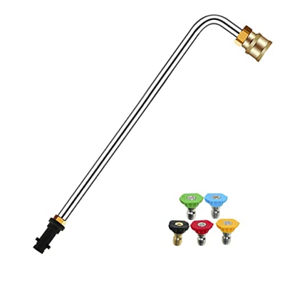 Barra de extensión de lavado a presión, limpiador de canalones de lanza angular con 5 boquillas de pulverización Kit de limpieza de repuesto para Karc