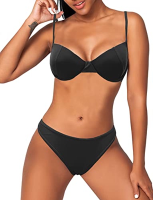 Rayson Bikini Brasileño Trajes de Baño Mujer de Dos Piezas Top Push-Up con Dos Tiras Laterales Bikini Triangulo Brasileños Bañador Mujer