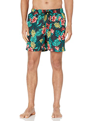 28 Palms 6" Inseam Tropical Hawaiian Print Swim Trunk Bañador, Charcoal/Red Hibiscus Floral, L características