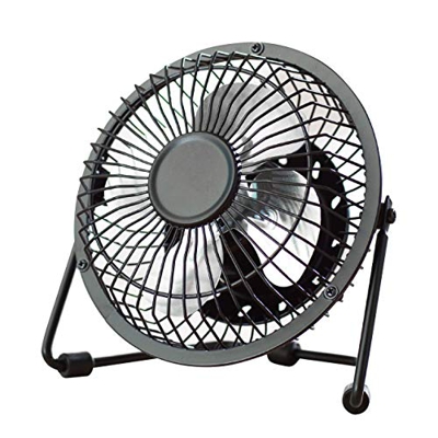 Fine Elements Ventilador de mesa portátil con alimentación USB, 4 pulgadas, color negro, COL1147