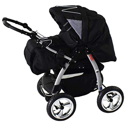 Cochecito 3 en 1 con parasol Cochecito combinado Buggy Neumáticos antipinchazos King by Lux4Kids negro cósmico & negro cósmico