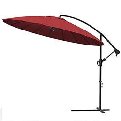 VOUNOT 300 cm Shanghai Parasol Excentrico, Sombrilla Jardín con Manivela y Funda Protectora Protección UV, Rojo en oferta
