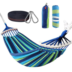 HOSPAOP Hamacas Dobles, Hamaca Colgantes de Algodón Jardin al Aire Libre Cama Portátil de Lona con Cuerdas para Acampar Capacidad de 300kg, para Jardí en oferta