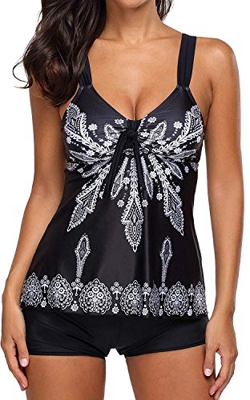 Socluer Traje de baño de Mujer de Dos Piezas con Estampado de Correa Traje de baño de baño con Chaleco