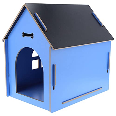 Zerone - Casa de animales de compañía con tejado, perro plegable de madera, casa de animal familiar con diseño esculpido para interior y exterior, 58 
