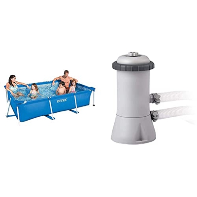 Intex 28270Np Small Frame Piscina Desmontable, 220 X 150 X 60 Cm, 1.662 litros + 28604 Depuradora Cartucho Filtros Tipo A, 2006 L/H