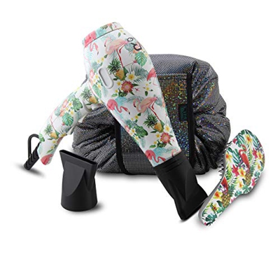 Secador de cabello LIM HAIR VR 4.0 PROFESIONAL con diseño estampado fantasía 2000 W TOURMALINE IONICO, 3 metros cable, 2 boquillas (TROPICAL, VR PACK 