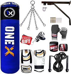 ONEX - Juego de saco de boxeo (1,5 m, incluye soporte de pared, gancho de techo, para entrenamiento de artes marciales mixtas, kickboxing, Muay Thai,  en oferta