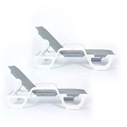 Lote 2 Tumbonas Lena Reciclable para jardín, Patio, Piscina, Playa, terraza, aticos. Mobiliario para Interior y Exterior (Gris) precio