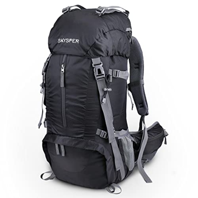 SKYSPER 50L Mochilas de Senderismo al aire libre Mochila de Senderismo Macutos Impermeable Ergonómica para Viajes Excursiones Acampadas Trekking (Ⅱ- N