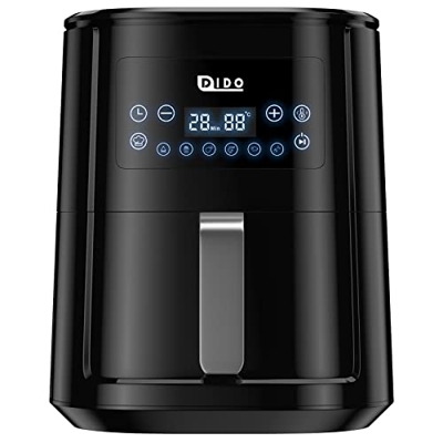 DIDO Freidora sin Aceite 5,5L, Air Fryer con Pantalla LED Táctil, Tiempo y Temperatura regulable,6 programas,Fácil de Usar y de Limpiar,Freidora Aire 