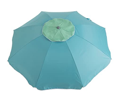 Sombrilla de Playa Resistente al Viento Airvent, Protección UV, Varillas de Fibra de Vidrio e Incluye Funda para Transporte (220 cm., Turquesa)
